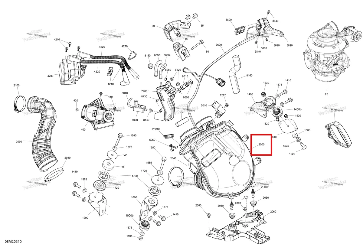 Деталь 508001051 на схеме узла 2020 Ski-Doo SUMMIT 850 E-TEC Turbo Engine - System