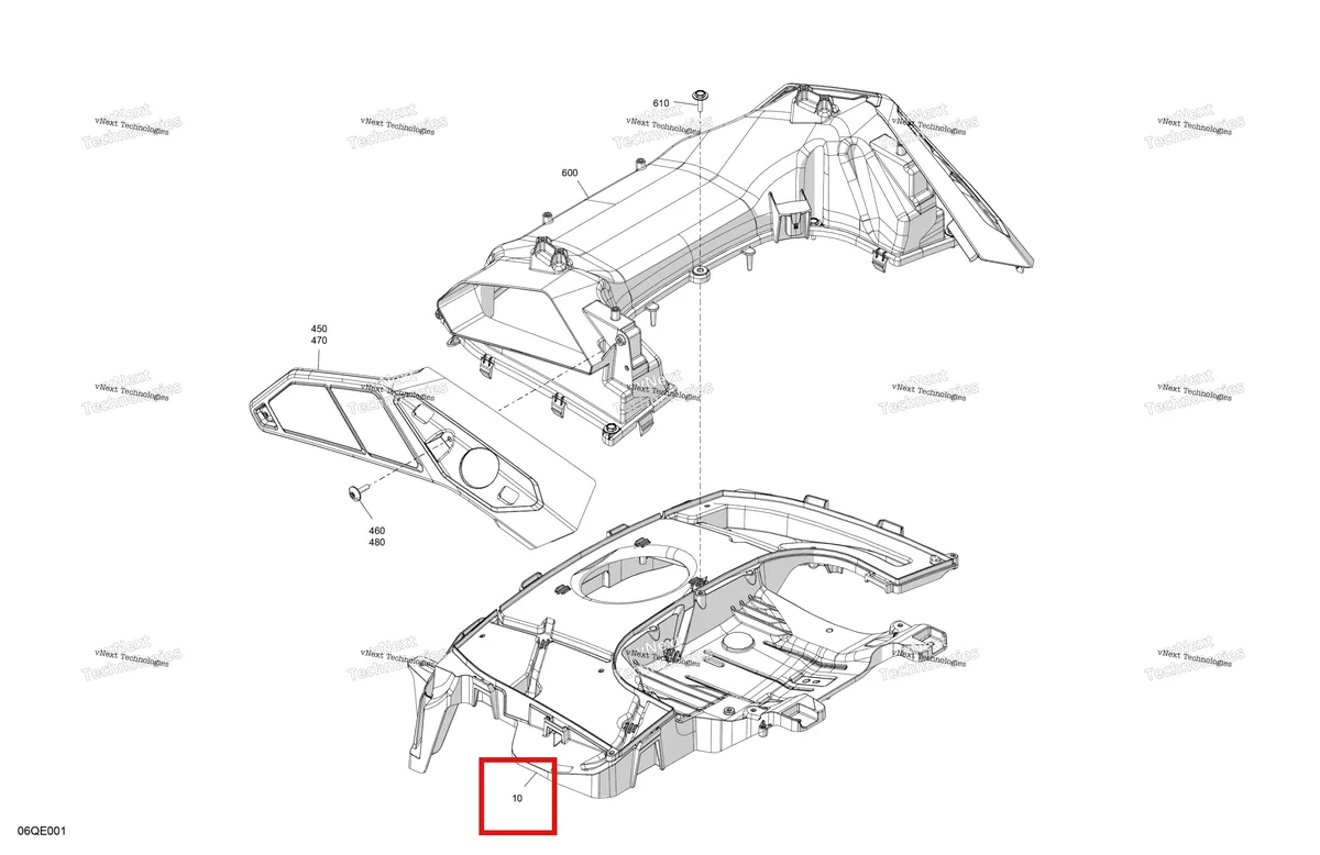 Деталь 508001178 на схеме узла 2025 Ski-Doo GRAND TOURING - SPORT - ESSA - Bright White - 120X14X0.75LFF Track Engine - Air Intake