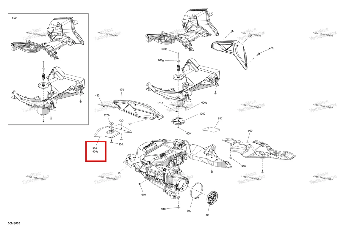 Деталь 508001240 на схеме узла 2025 Ski-Doo SUMMIT - 600 EFI - NEO - TWSB - Catalyst Gray - 146X14X1.6CF Track Engine - Air Intake