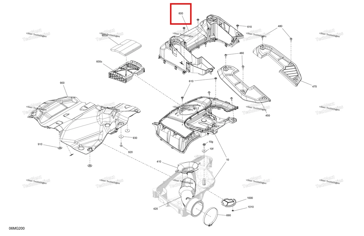 Деталь 508001301 на схеме узла 2027 Ski-Doo SUMMIT - X - 850 E-TEC - TNVS - Deep Black - 16X154X2.5PLF Track - SHOT starter Engine - Air Intake