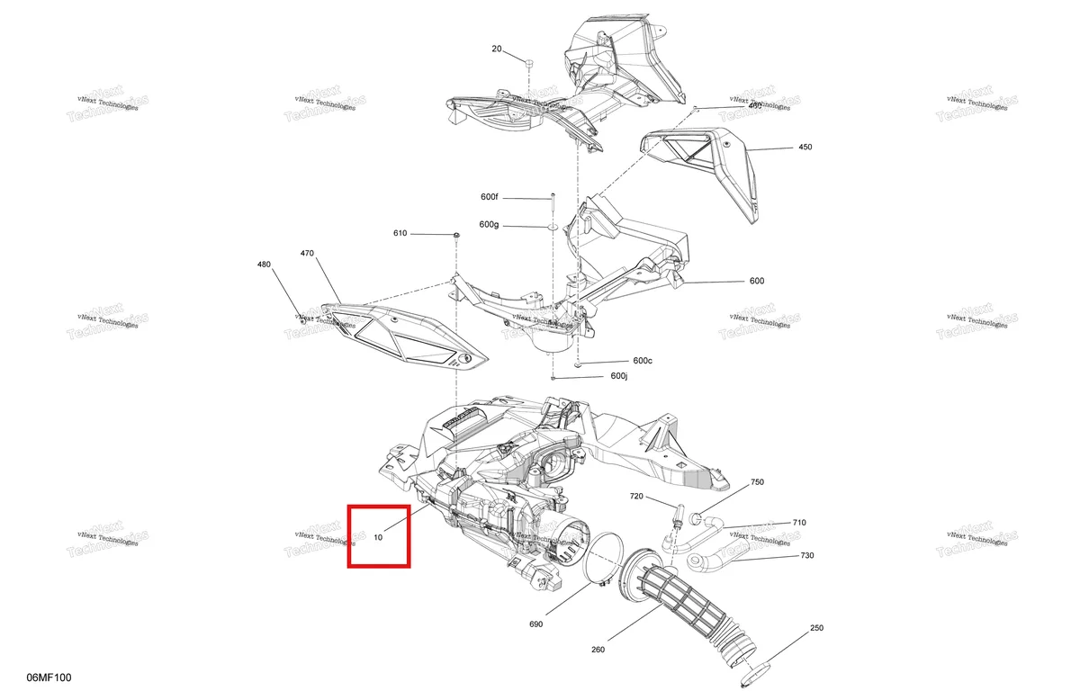 Деталь 508001354 на схеме узла 2026 Ski-Doo SKANDIC - SE - 900 ACE - ANTB - Deep Black - 20X154X1.8C Track Engine - Air Intake