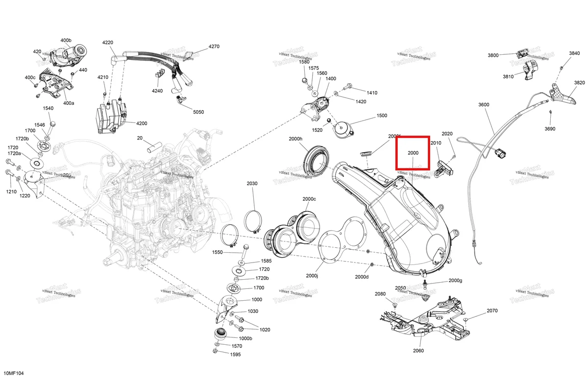 Схема применяемости: Ведущий вариатор Airbox j Ski-Doo 508001362