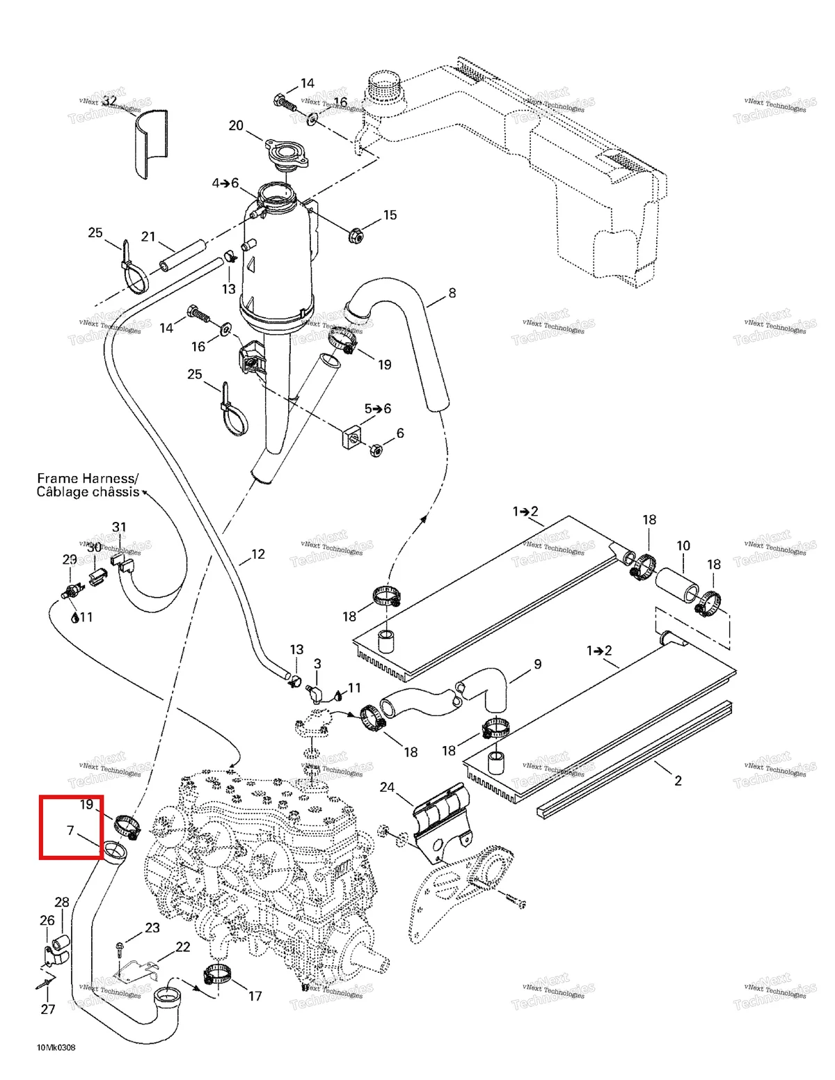 Деталь 509000026 на схеме узла 2003 Ski-Doo Mach Z Cooling System