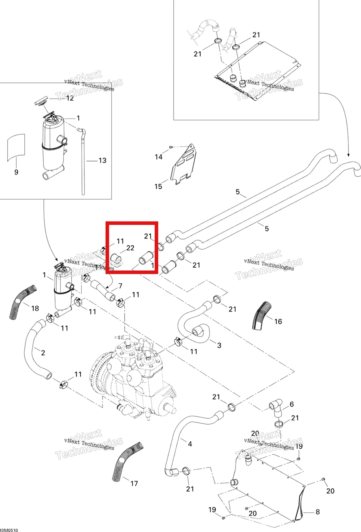 Деталь 509000197 на схеме узла 2005 Ski-Doo MX Z X 440 Racing Cooling System