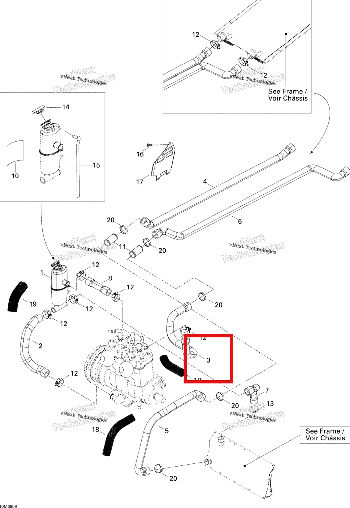 Деталь 509000215 на схеме узла 2008 Ski-Doo Summit Adrenaline 600HO SDI Cooling System