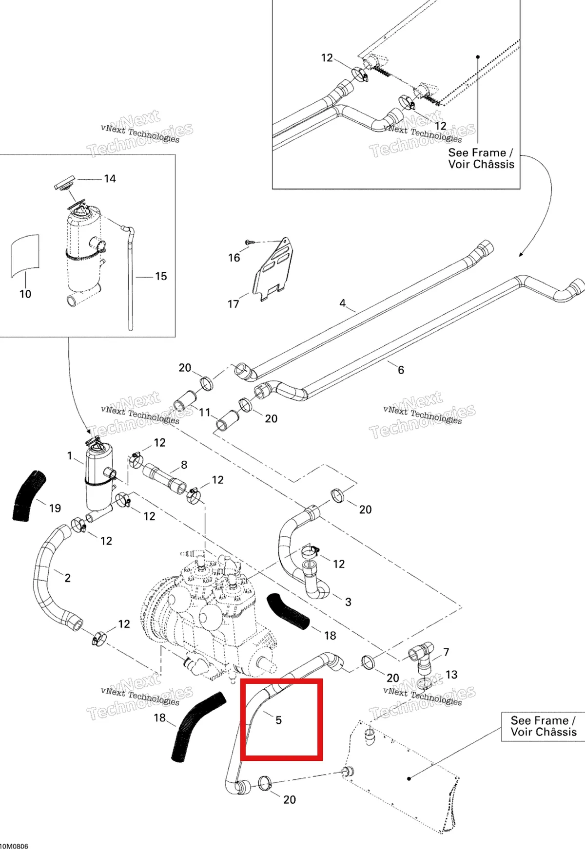 Деталь 509000216 на схеме узла 2008 Ski-Doo Summit Adrenaline 600HO SDI Cooling System