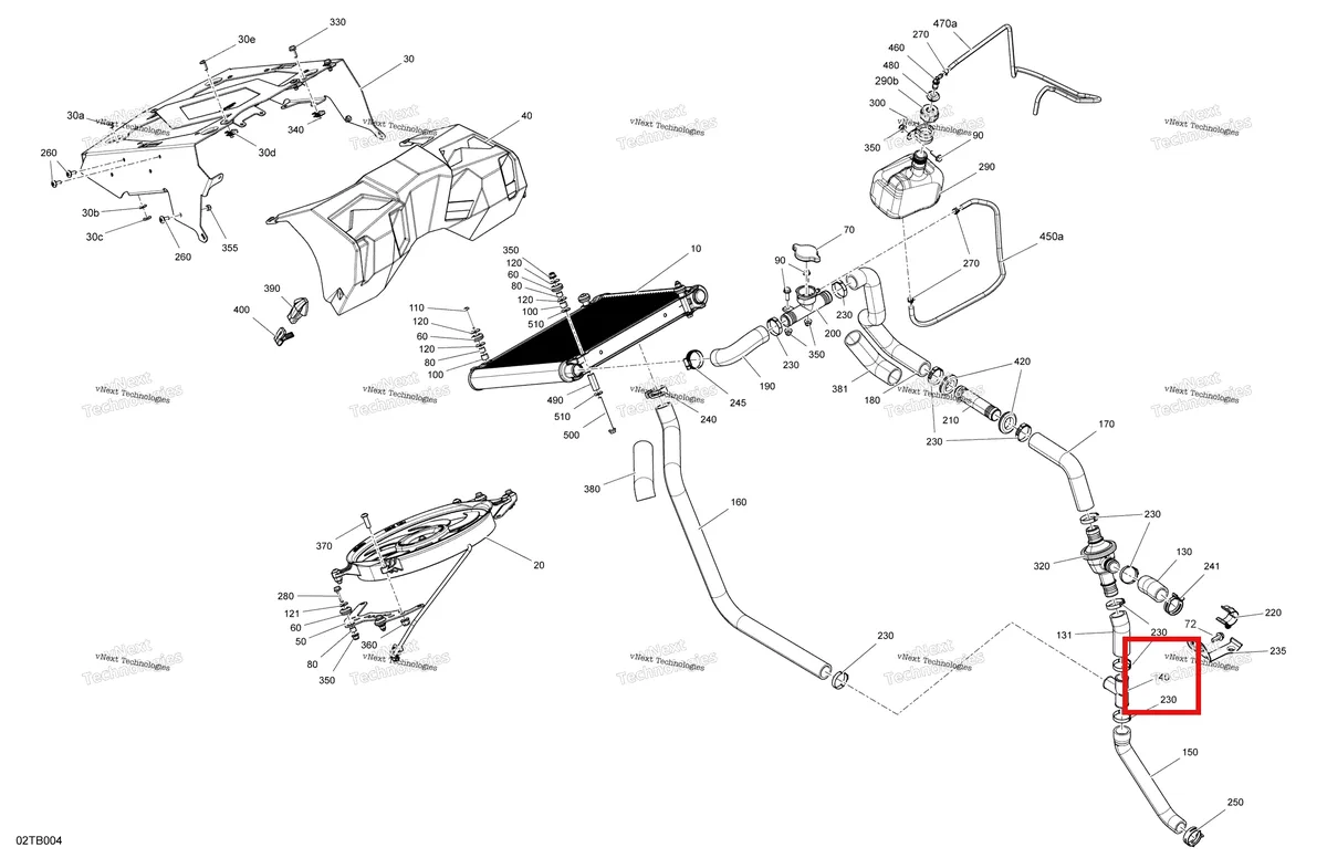 Деталь 509000219 (Тройник) на схеме узла 2022 Can-Am Outlander 1000R EFI - XMR - CE Engine - Cooling