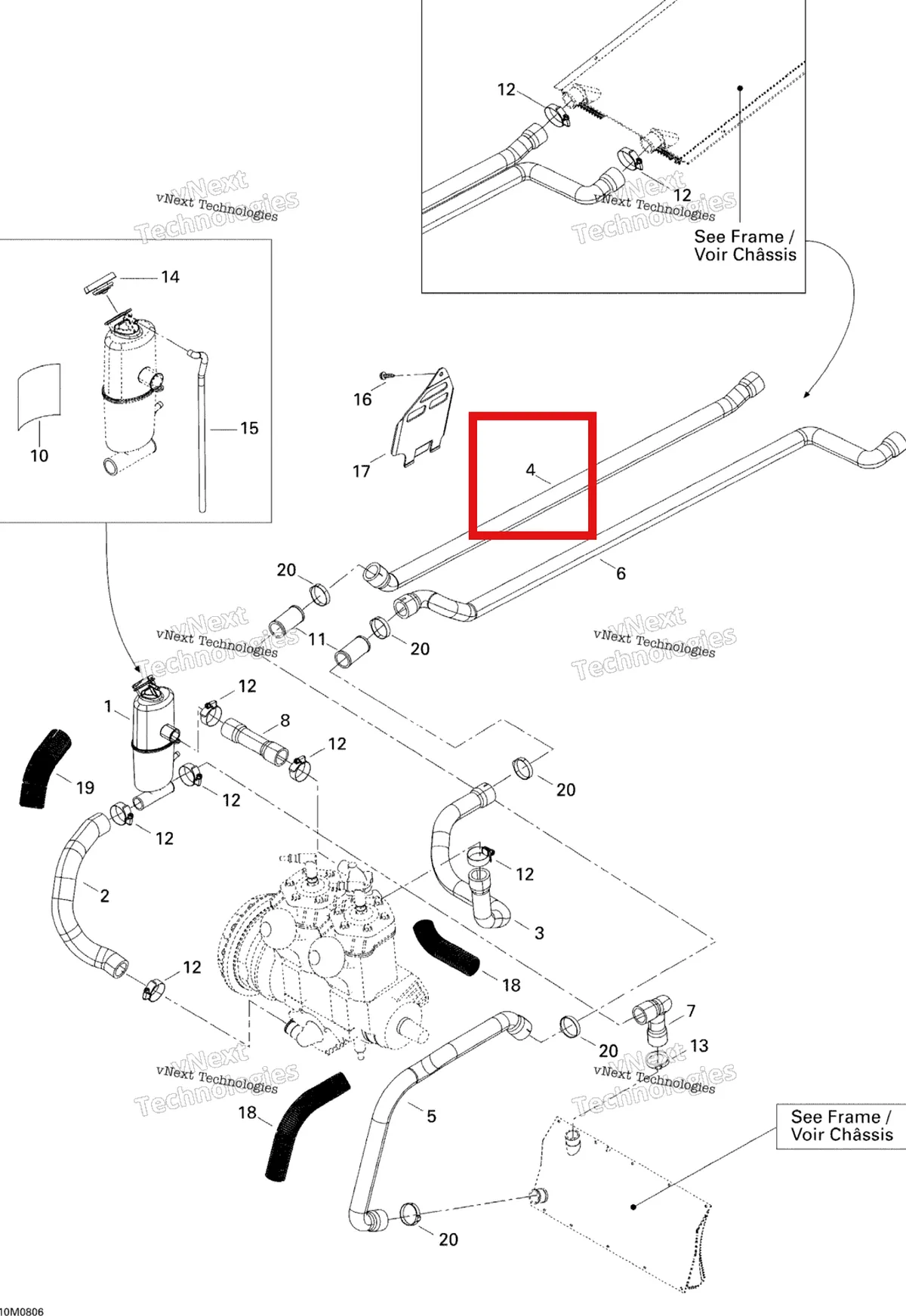 Деталь 509000307 на схеме узла 2008 Ski-Doo Summit Adrenaline 600HO SDI Cooling System