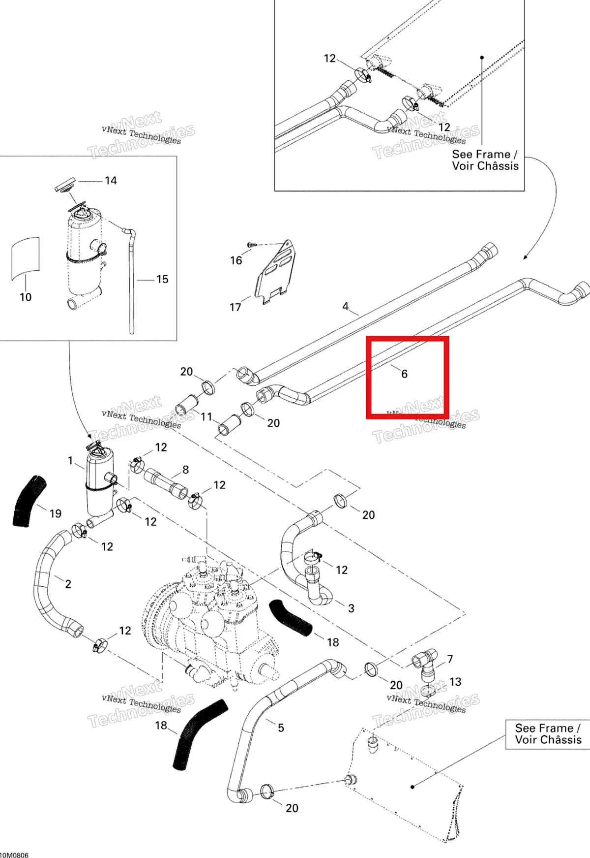 Деталь 509000308 на схеме узла 2008 Ski-Doo Summit Adrenaline 600HO SDI Cooling System