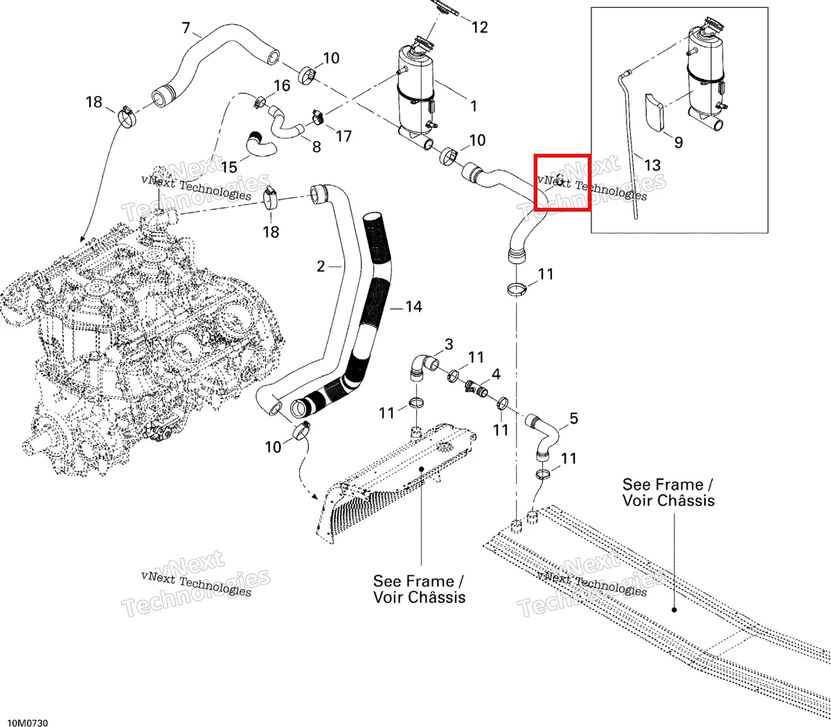 Деталь 509000313 на схеме узла 2007 Ski-Doo MACH Z Adrenaline Cooling System