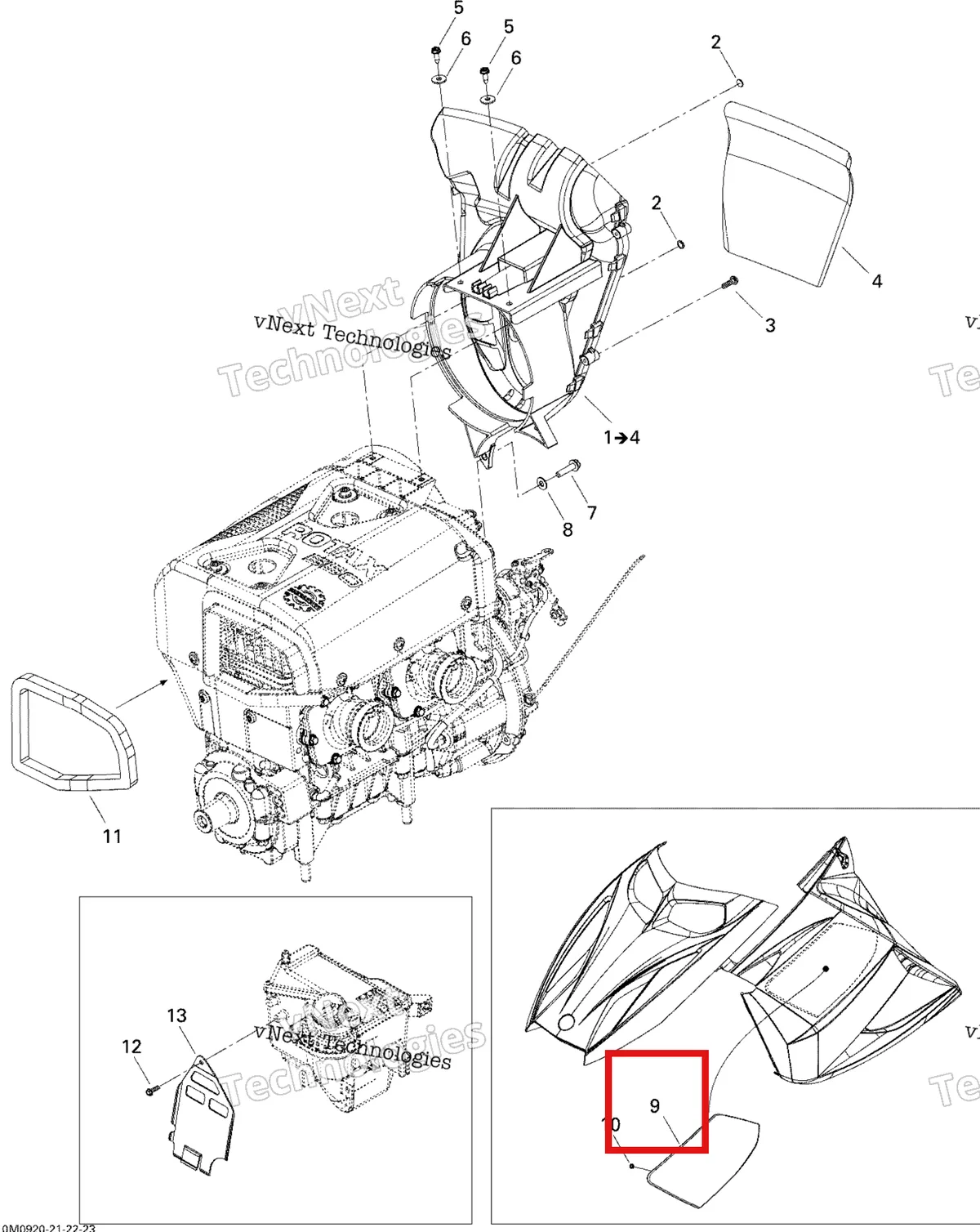 Деталь 509000318 на схеме узла 2009 Ski-Doo GSX Fan Cooling System