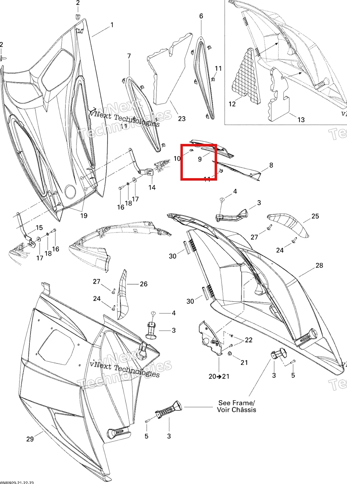 Деталь 509000333 на схеме узла 2009 Ski-Doo GSX Fan Hood