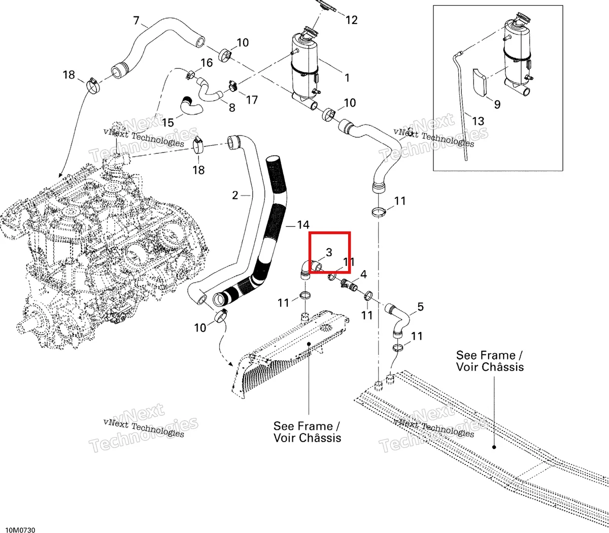 Деталь 509000337 на схеме узла 2007 Ski-Doo MACH Z Adrenaline Cooling System
