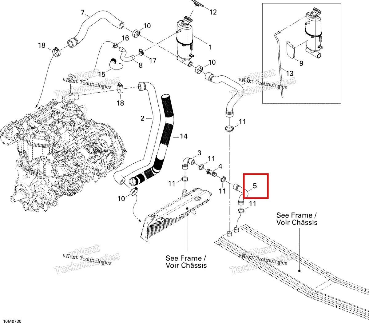 Деталь 509000338 на схеме узла 2007 Ski-Doo MACH Z Adrenaline Cooling System