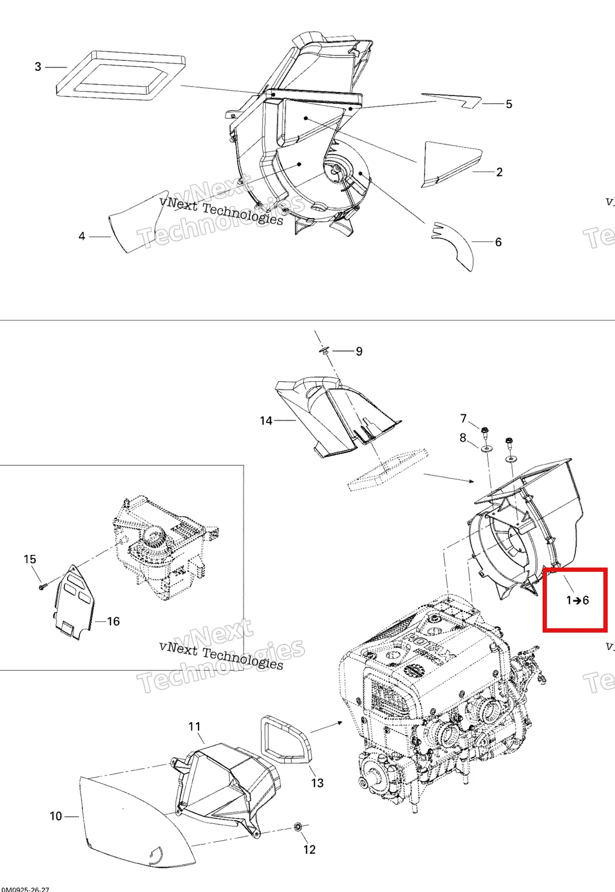 Деталь 509000356 (Впускной Канал. Включает От 1 До 6) на схеме узла 2009 Ski-Doo Skandic Tundra LT 550F Cooling System