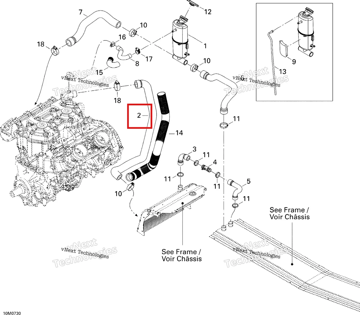 Деталь 509000395 на схеме узла 2007 Ski-Doo MACH Z Adrenaline Cooling System
