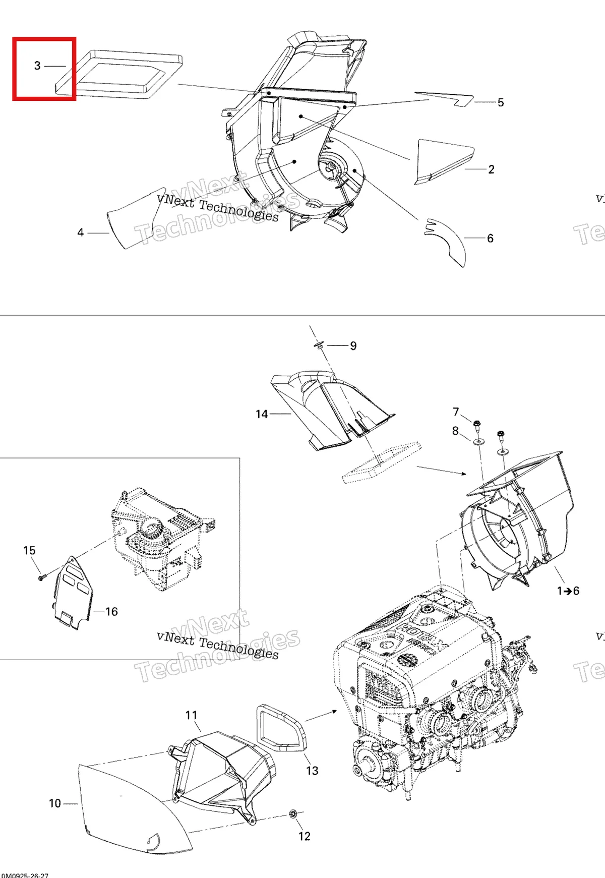 Деталь 509000396 (Деталь Jonction Foam) на схеме узла 2009 Ski-Doo Skandic Tundra LT 550F Cooling System