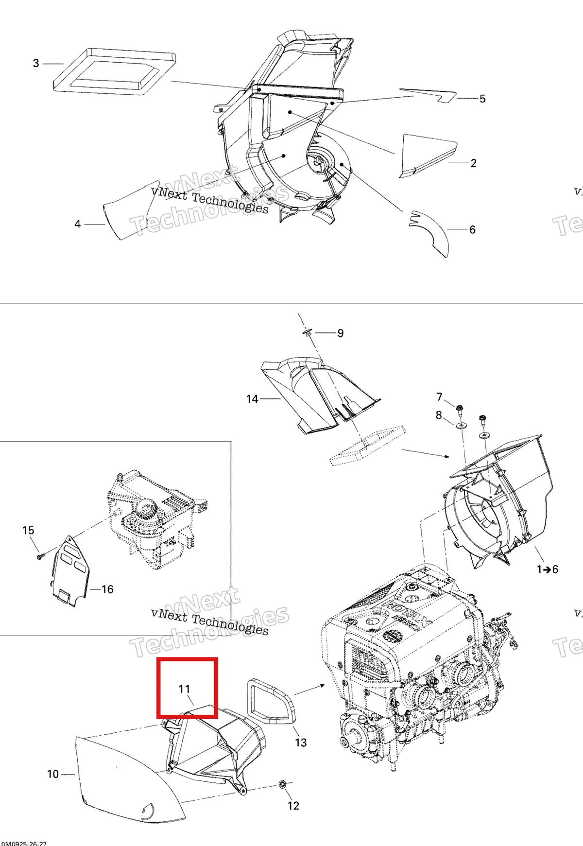 Деталь 509000398 (Выход Воздуха Утка) на схеме узла 2009 Ski-Doo Skandic Tundra LT 550F Cooling System