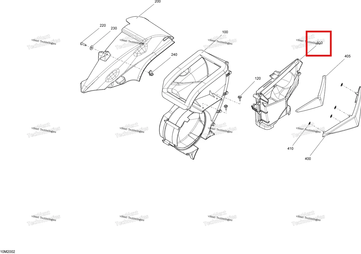 Деталь 509000452 (Выход Воздуховода Зад.) на схеме узла 2020 Ski-Doo EXPEDITION SPORT 550F Cooling - System