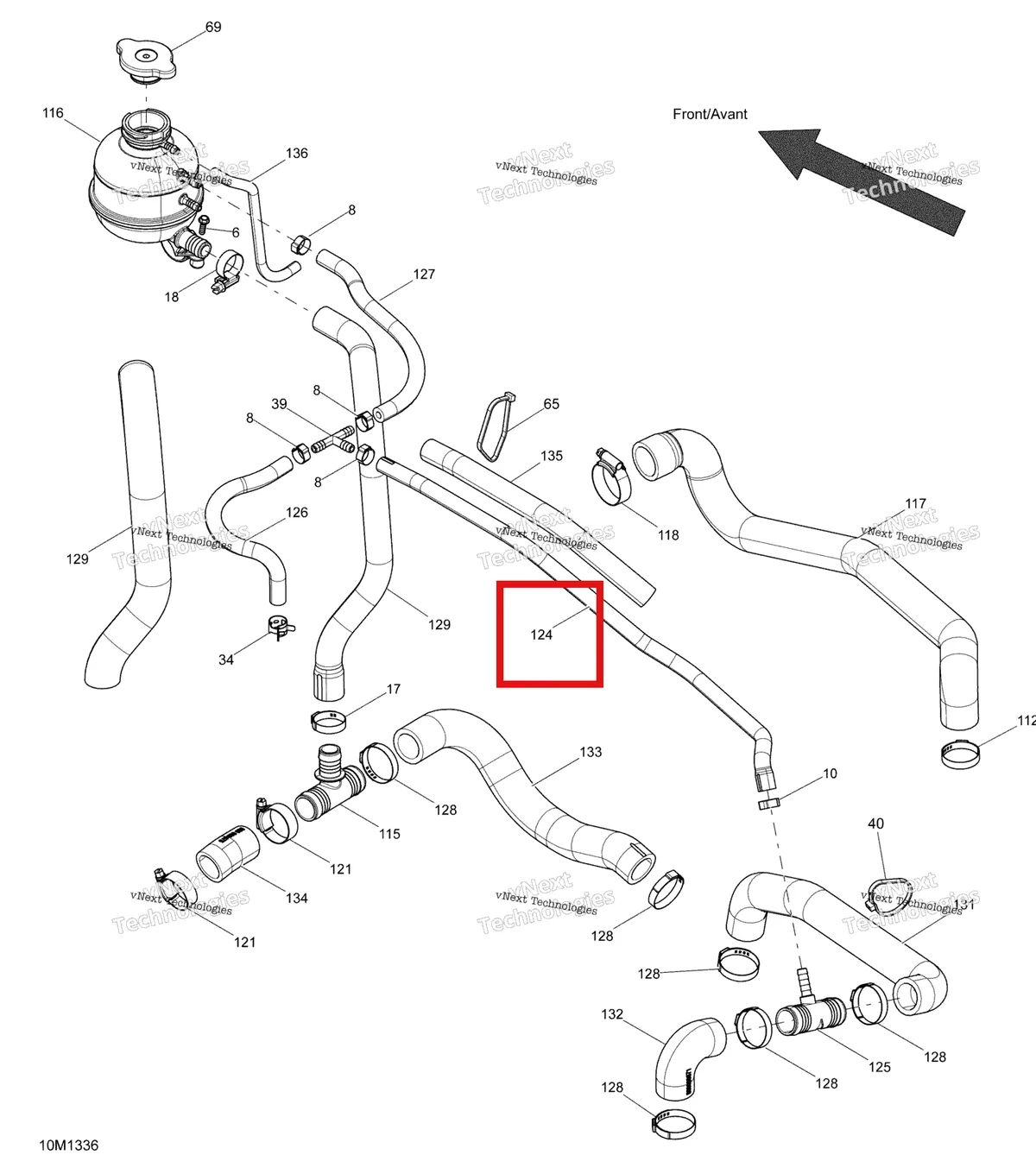 Деталь 509000503 (Шланг) на схеме узла 2013 Ski-Doo MXZ X 600RS XP Cooling System