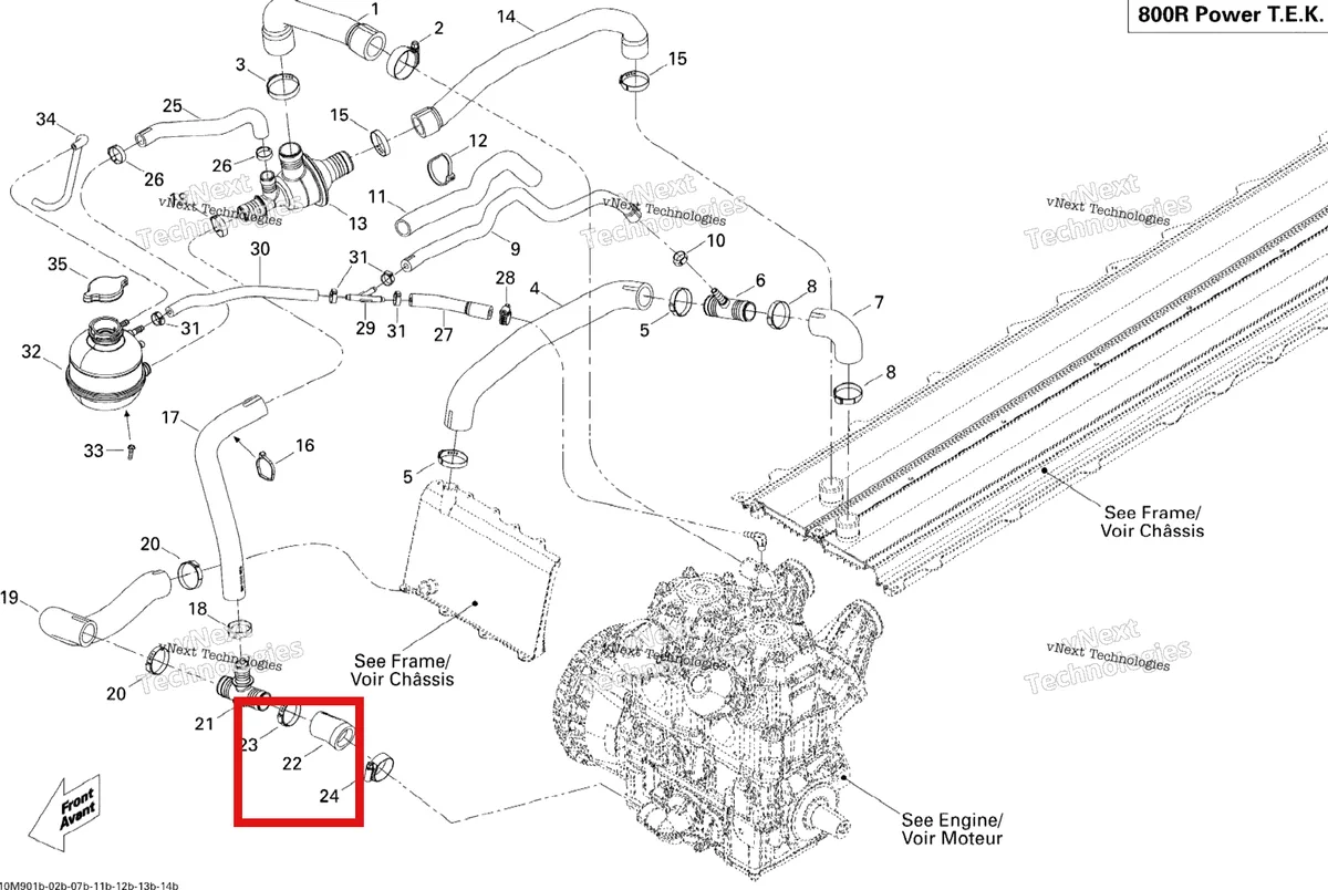 Деталь 509000556 (Шланг Радиатора) на схеме узла 2009 Ski-Doo Summit HillClimb Edition Cooling System