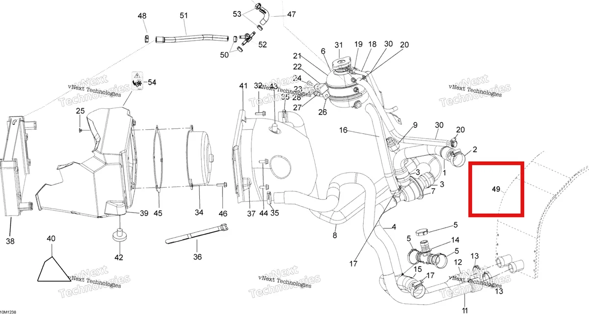 Схема применяемости: Радиатор NTC 600 SDI Ski-Doo Expedition TUV 600 H.O. SDI REV-XU (2009) (509000586)