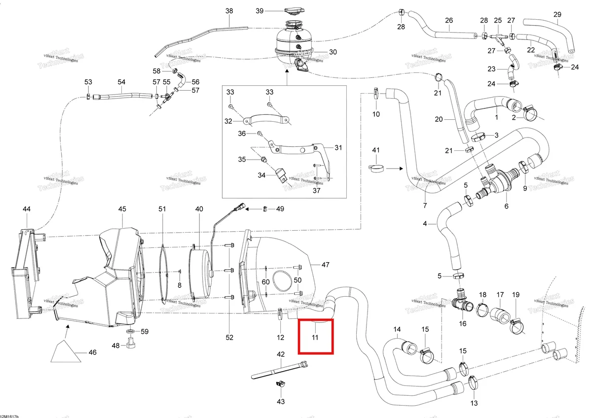 Деталь 509000588 (Шланг) на схеме узла 2016 Ski-Doo SKANDIC - 2-STROKE Cooling System - 600 E-Tec