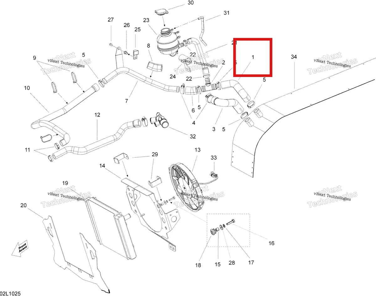 Деталь 509000590 (Деталь T-fitting Hose (front Rad)) на схеме узла 2010 Ski-Doo Expedition TUV SE 1200 REV-XU Cooling System