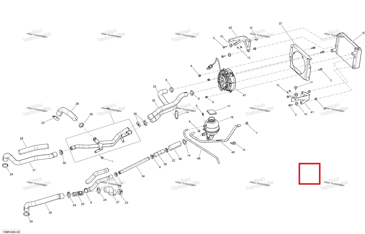 Деталь 509000637 (Шланг радиатора) на схеме узла 2014 Ski-Doo EXPEDITION SPORT 600ACE XP Cooling System