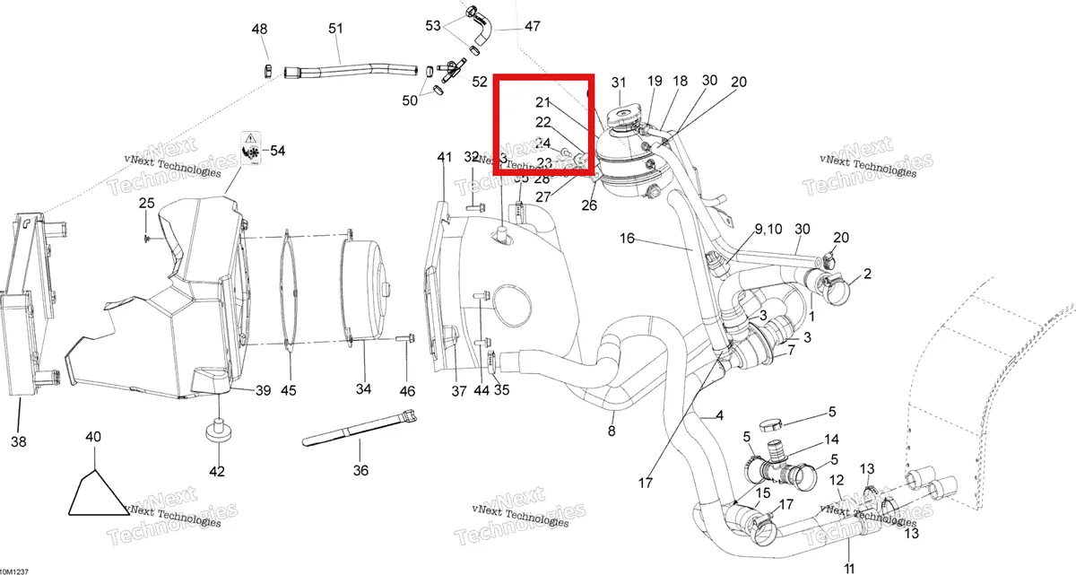 Схема применяемости: Охлаждения бак кронштейн Ski-Doo 509000654