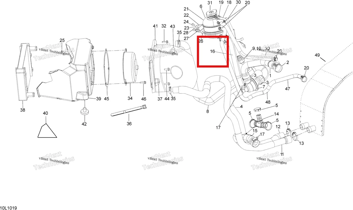 Деталь 509000655 (Заливной Шланг) на схеме узла 2010 Ski-Doo Expedition TUV SE 600HO SDI XU Cooling System