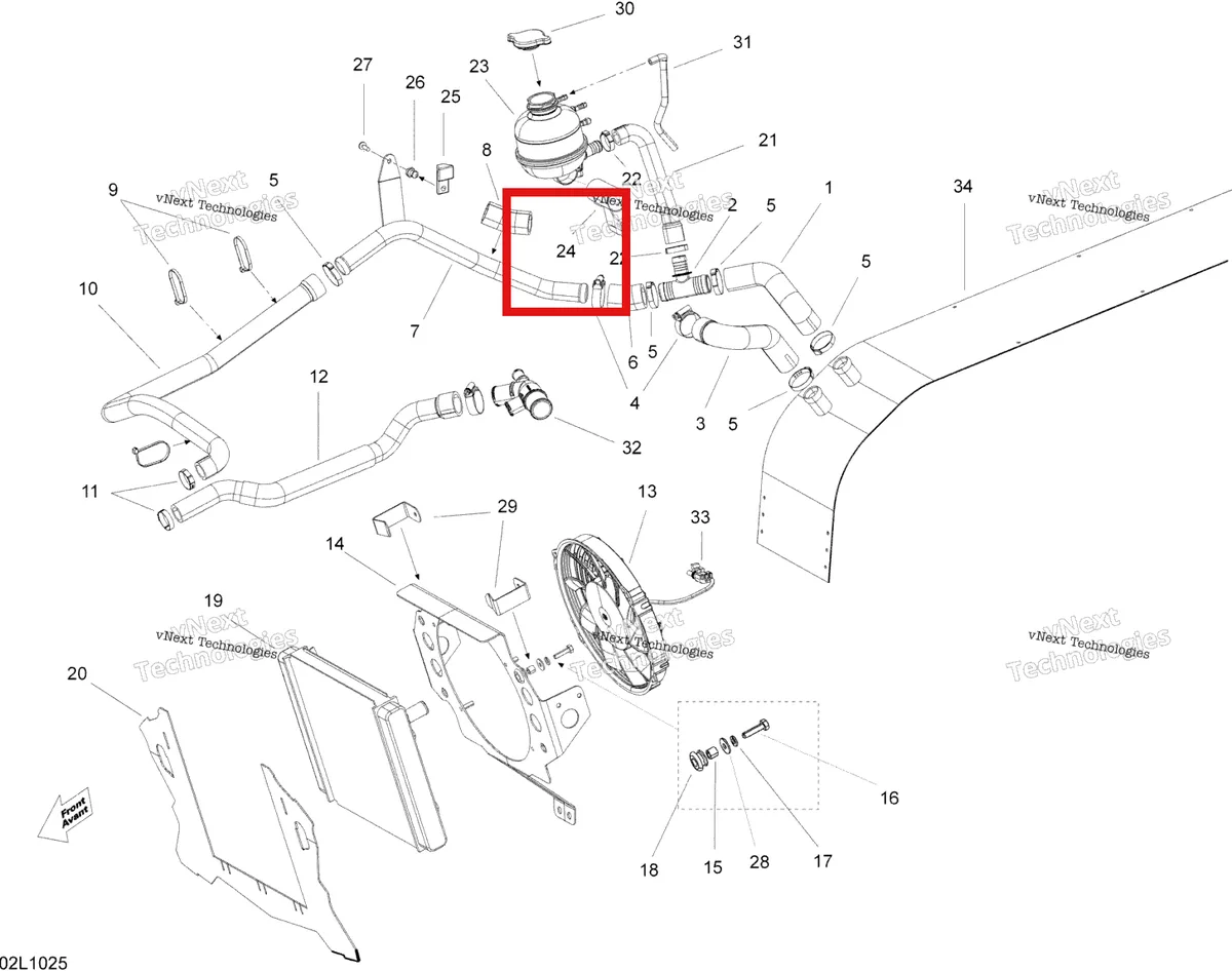 Деталь 509000656 (Кронштейн) на схеме узла 2010 Ski-Doo Expedition TUV SE 1200 REV-XU Cooling System