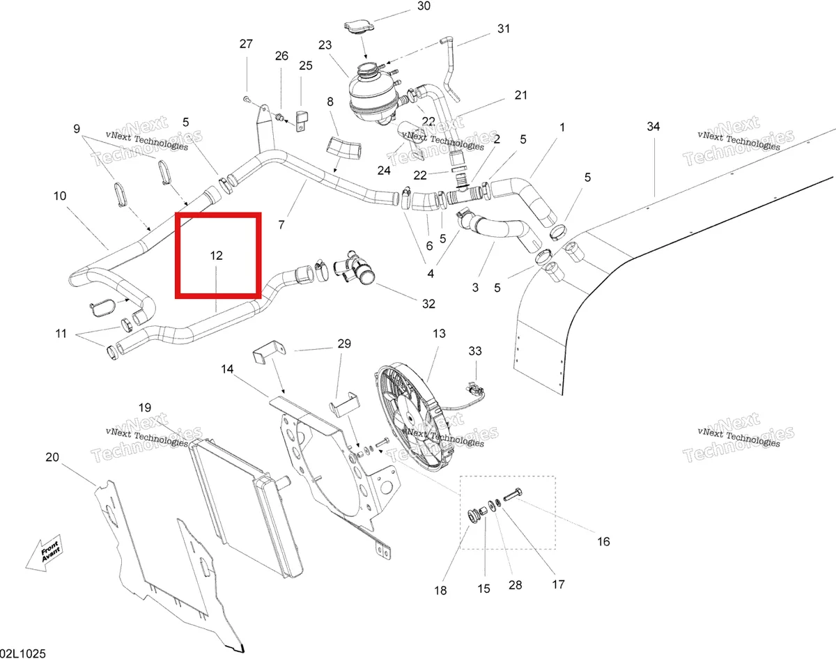 Деталь 509000664 (Деталь Hose, Front Rad) на схеме узла 2010 Ski-Doo Expedition TUV SE 1200 REV-XU Cooling System