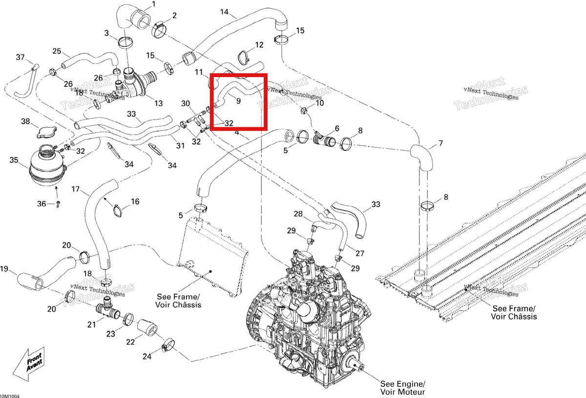 Деталь 509000665 на схеме узла 2010 Ski-Doo MX Z X 800R ETEC Cooling System
