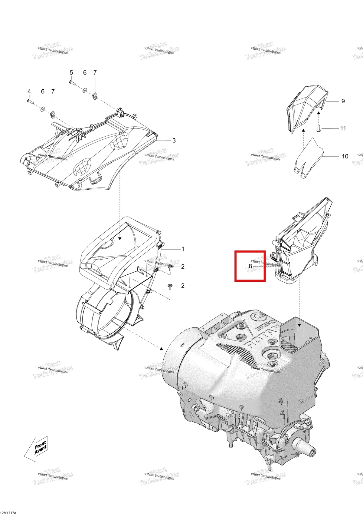 Деталь 509000683 (Выход Воздуховода Зад.) на схеме узла 2017 Ski-Doo SKANDIC - 2-STROKE - WT-SWT Cooling System - 550F