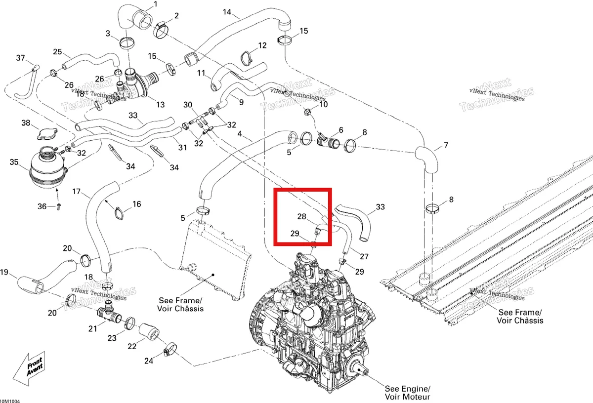 Деталь 509000689 на схеме узла 2010 Ski-Doo MX Z X 800R ETEC Cooling System