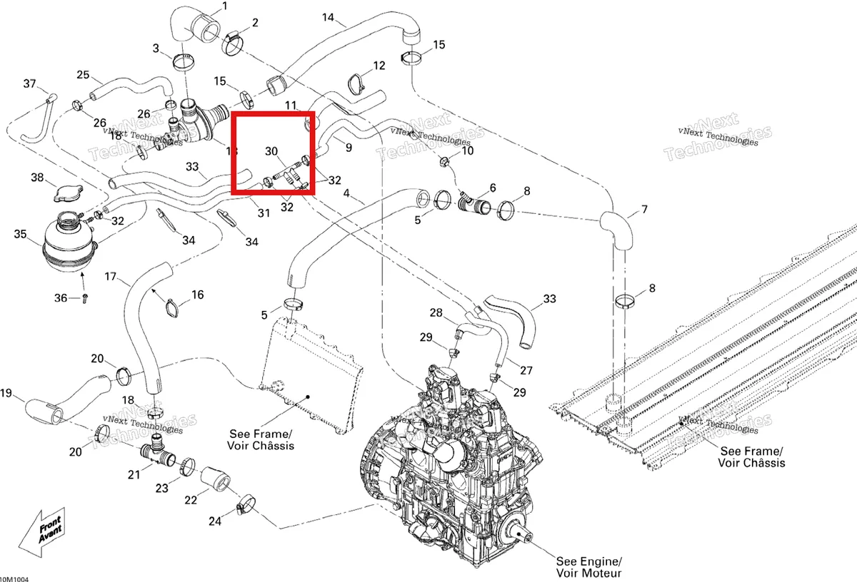 Деталь 509000690 на схеме узла 2010 Ski-Doo MX Z X 800R ETEC Cooling System