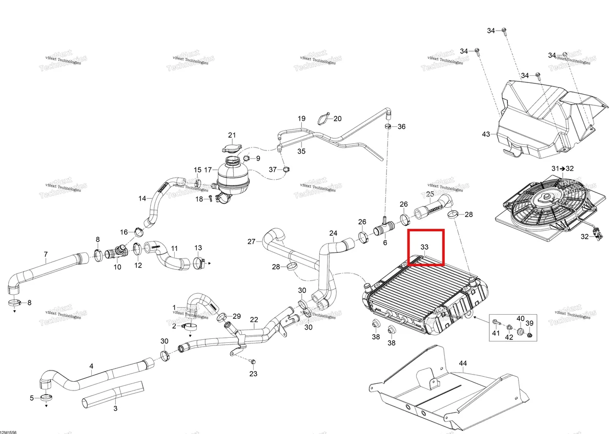 Деталь 509000691 (Радиатор) на схеме узла 2015 Ski-Doo EXPEDITION LE 900 ACE Cooling System