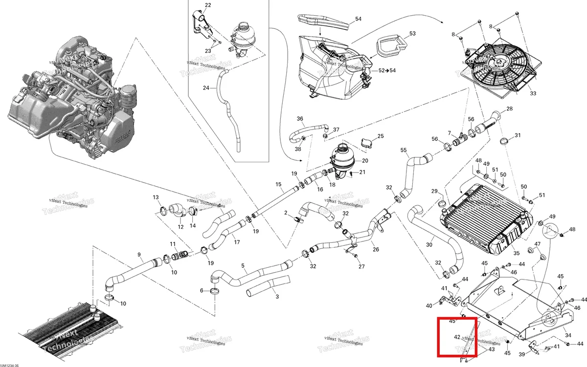 Деталь 509000778 на схеме узла 2012 Ski-Doo Tundra LT 600ACE LFF Cooling System