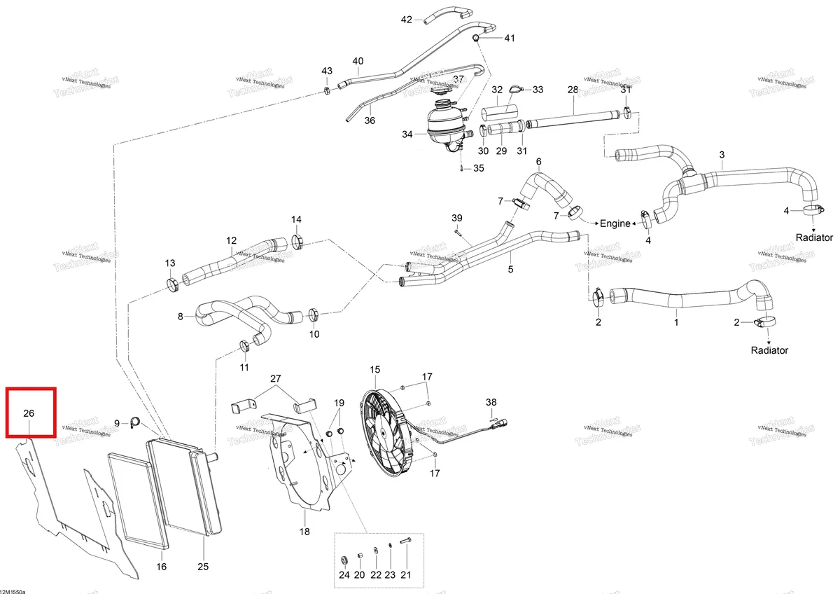 Деталь 509000784 (Деталь Air Deflector Lts) на схеме узла 2015 Ski-Doo SKANDIC WT 600 ACE Cooling System