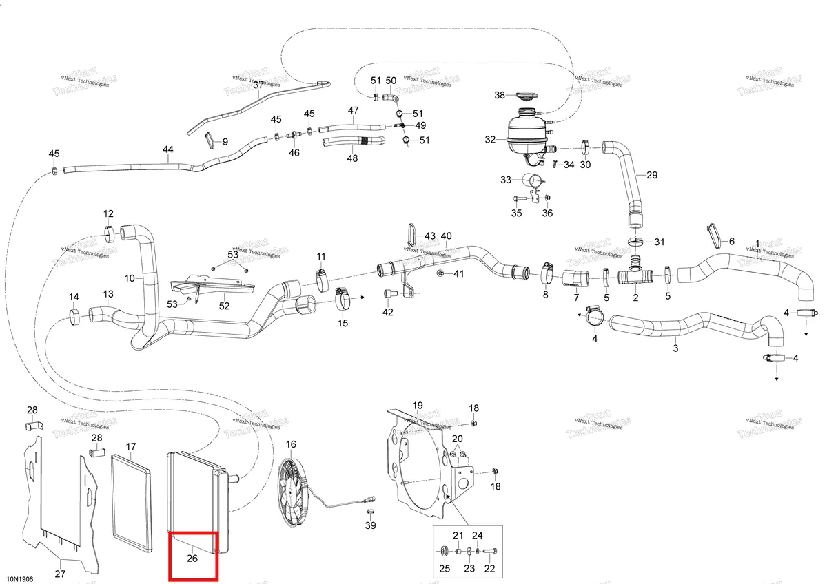 Деталь 509000787 (Радиатор) на схеме узла 2019 Ski-Doo EXPEDITION LE-SE 1200 4-TEC Cooling - 1200 4-Tec