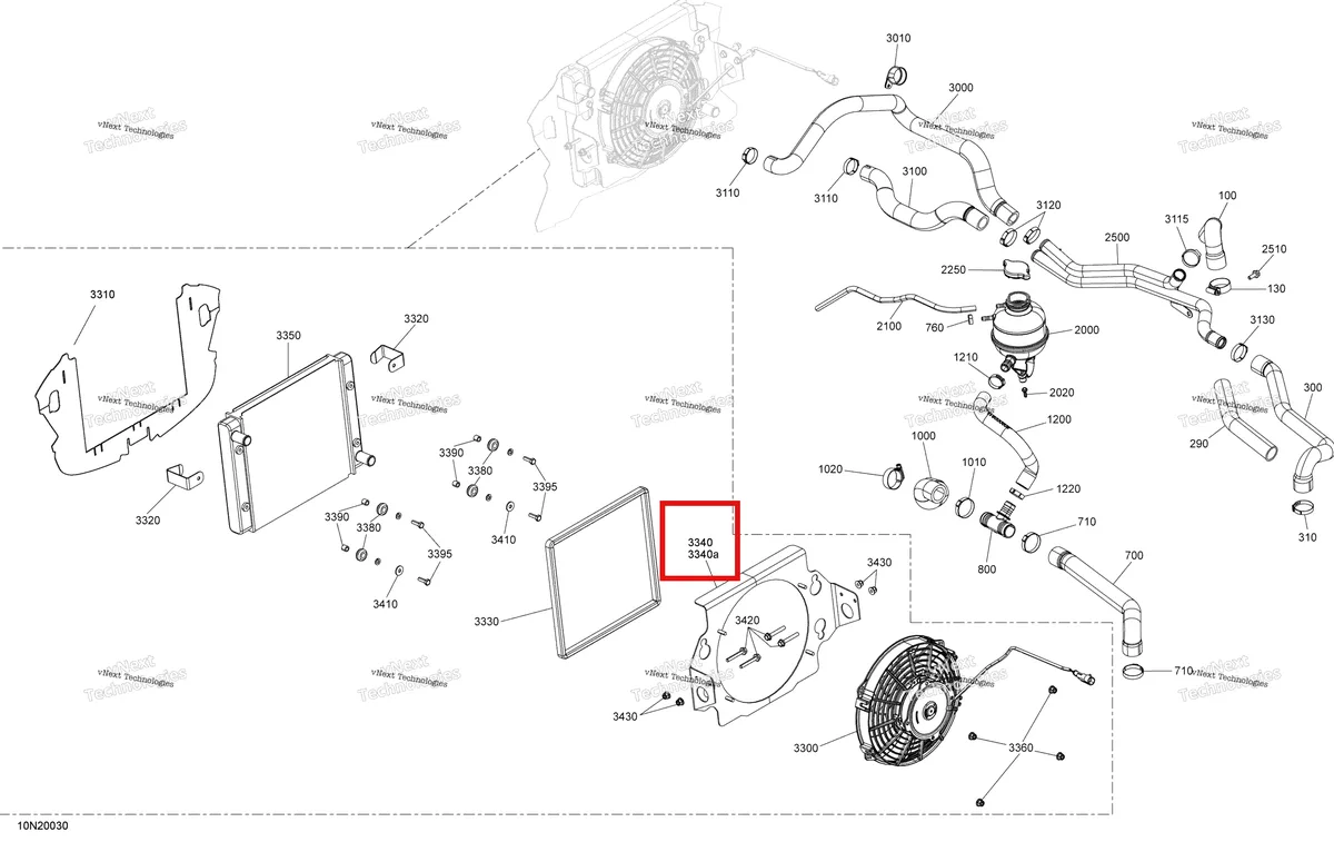 Деталь 509000791 (Поддержка Радиатора) на схеме узла 2020 Ski-Doo SKANDIC WT 600 ACE Cooling - System