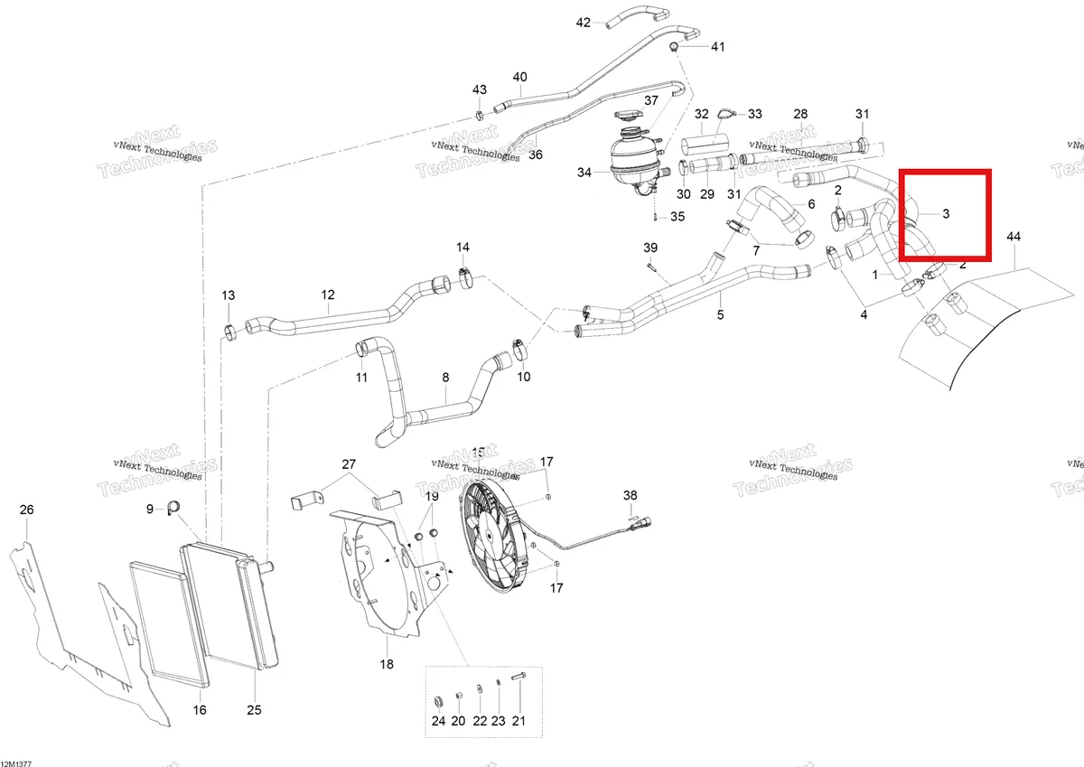 Деталь 509000806 (Шланг в сборе) на схеме узла XU Cooling System