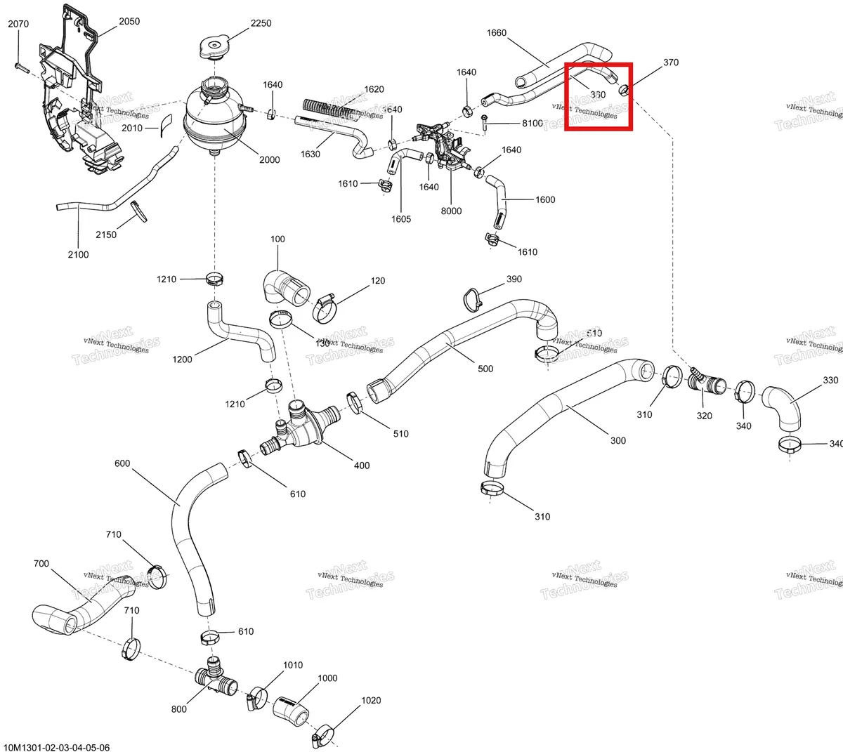 Деталь 509000815 на схеме узла 2013 Ski-Doo SUMMIT SP 800RE XM Cooling System