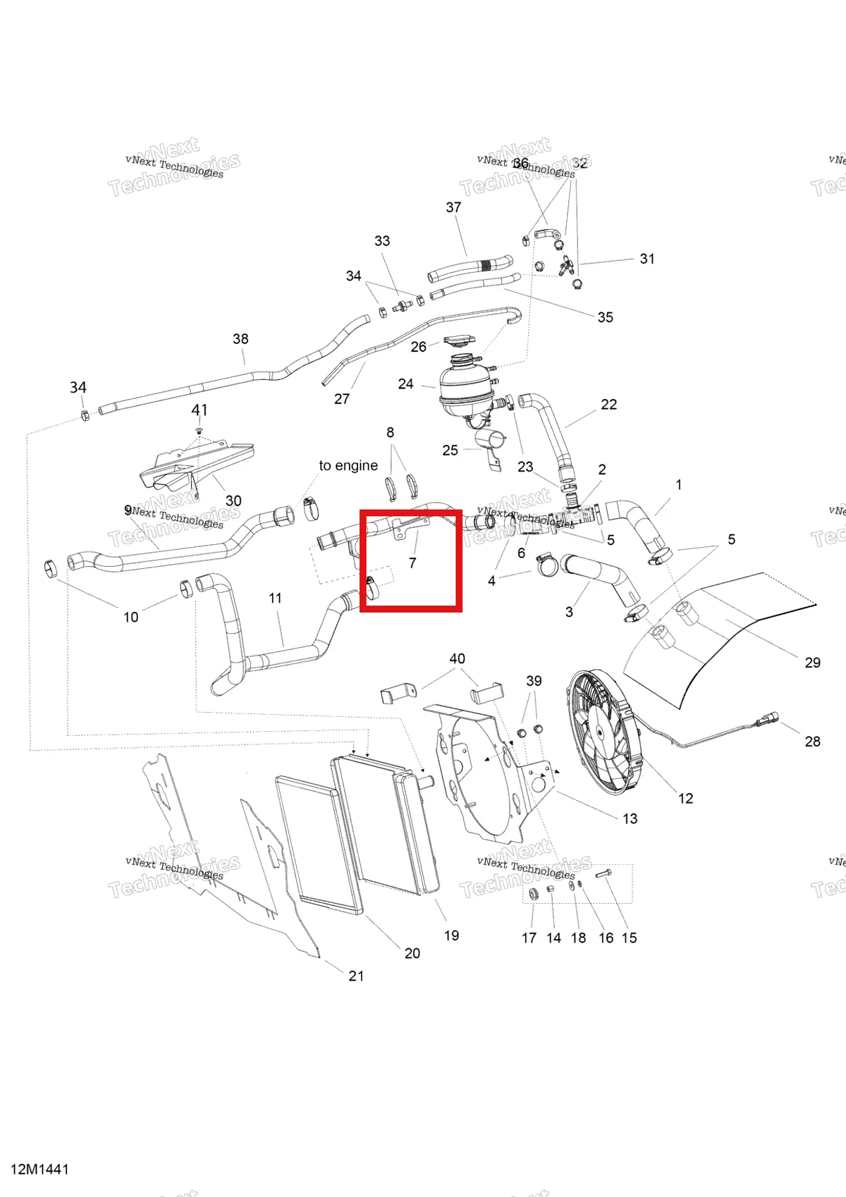 Деталь 509000825 (Деталь Water Pipe Aluminum) на схеме узла 2014 Ski-Doo EXPEDITION LE 1200 XU Cooling System