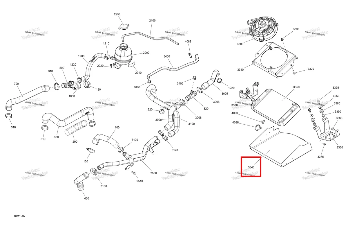 Деталь 509000835 на схеме узла 2019 Ski-Doo GRAND TOURING 600 ACE Cooling - 600 Ace - Europe
