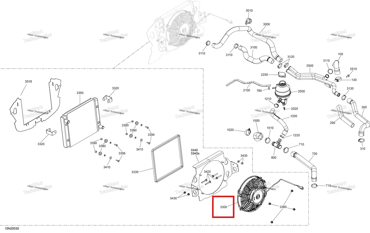 Деталь 509000838 (Деталь Cooling Fan) на схеме узла 2020 Ski-Doo SKANDIC WT 600 ACE Cooling - System