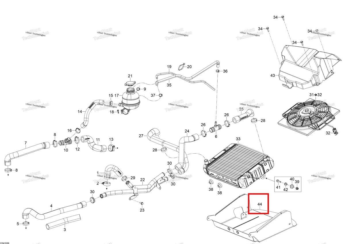 Деталь 509000865 (Поддержка Радиатора) на схеме узла 2015 Ski-Doo EXPEDITION LE 900 ACE Cooling System