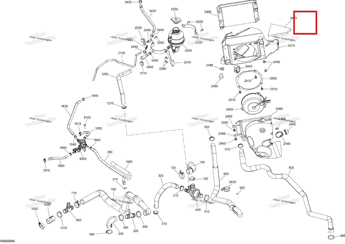Деталь 509000880 (Шланг) на схеме узла 2020 Ski-Doo SKANDIC SWT 600HO E-TEC Cooling - System