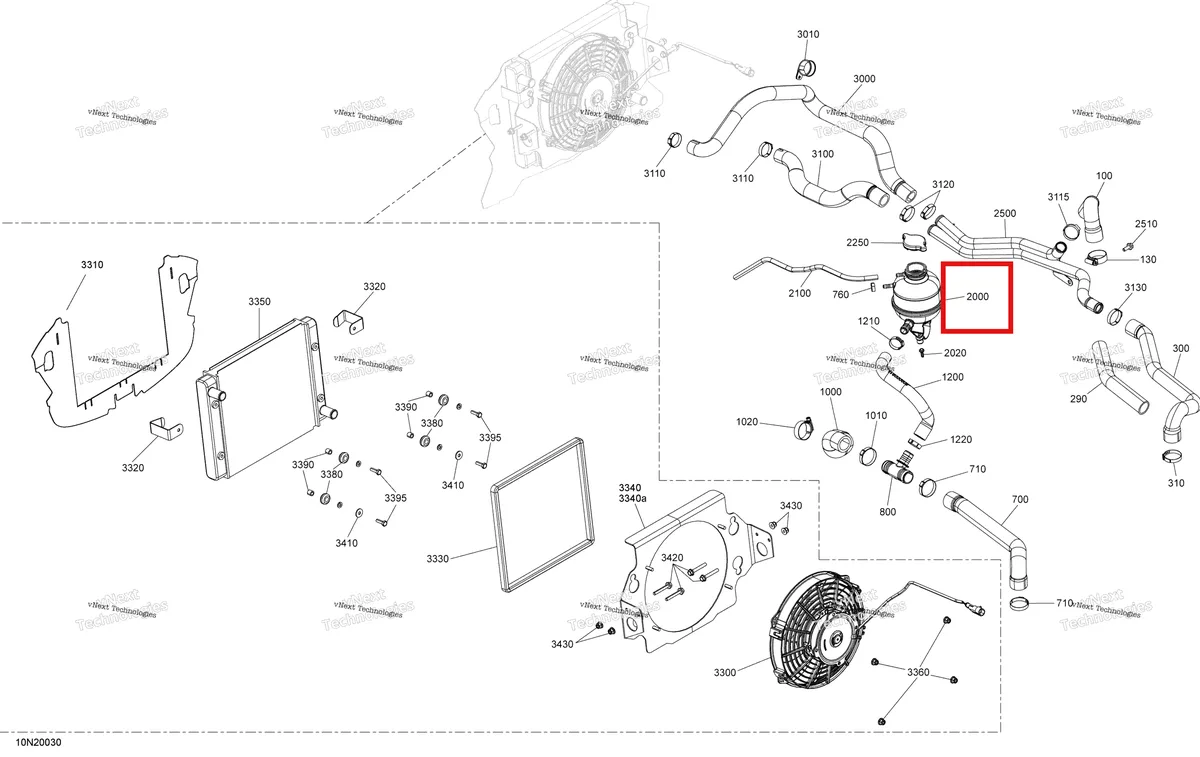 Деталь 509000881 (Расширительный бачок) на схеме узла 2020 Ski-Doo SKANDIC WT 600 ACE Cooling - System